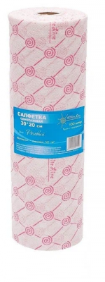 Салфетка 20х30, №100, материал спанлейс, рулон (розовый)