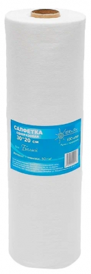Салфетка 20х30, №100, материал спанлейс, рулон (белый)